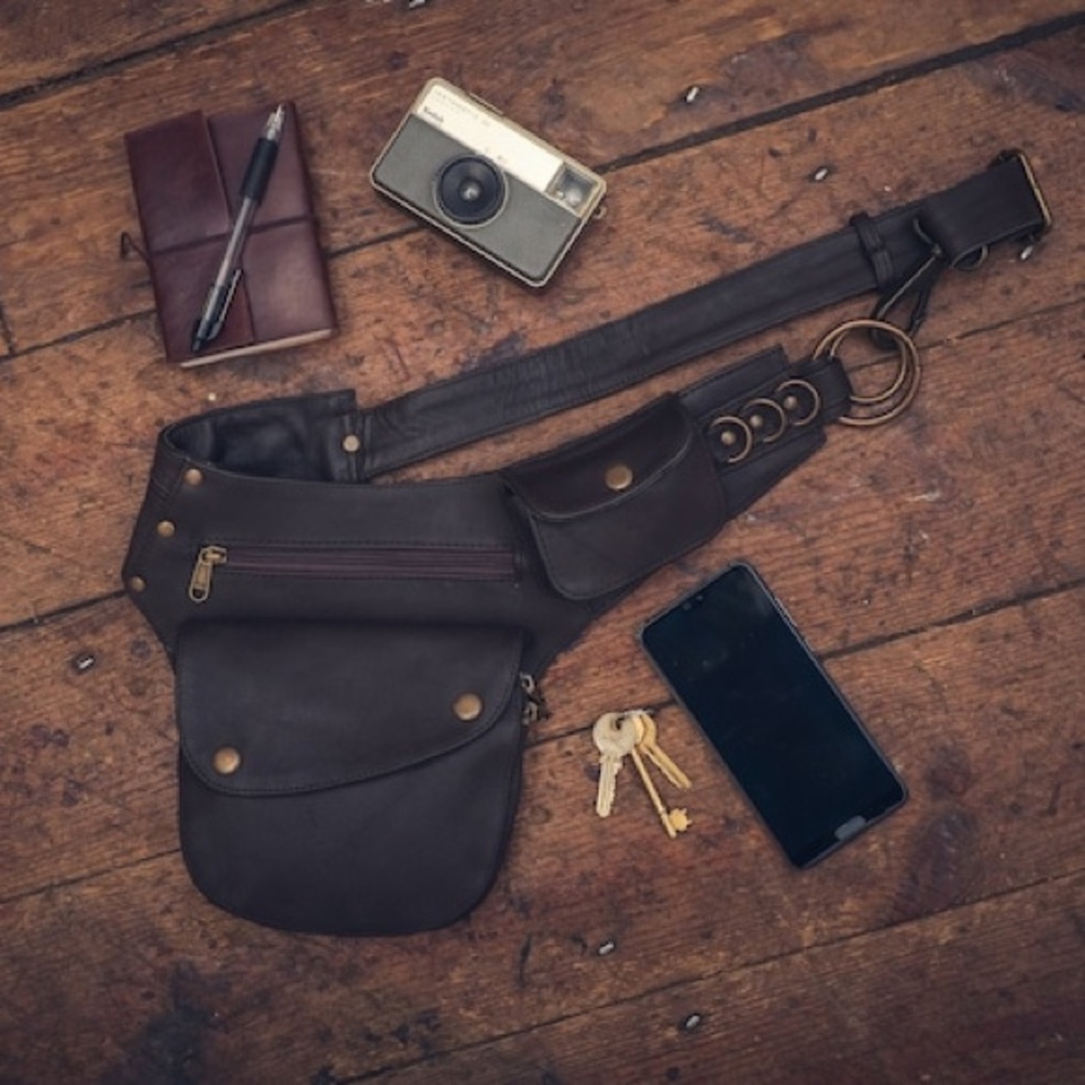 Hip bag belt / festival pouch belt / real leather belt bag/ Fanny pack